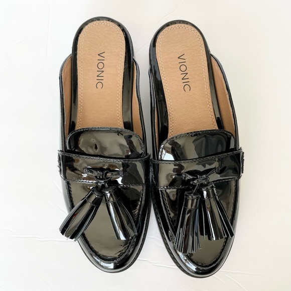 NEW Vionic Reagan Black Patent Mules Size 6.5 - Picture 3 of 12